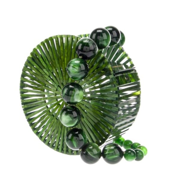 Cult Gaia Luna Round Malachite Acrylic Shoulder Bag - Picture 3 of 11